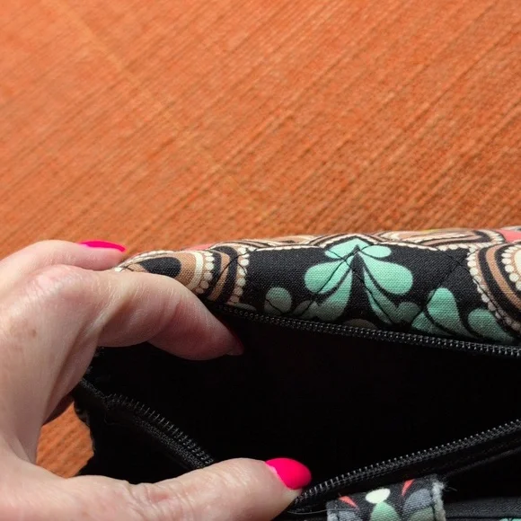 Vera Bradley Black and Cream Patterned Tri-fold Wallet - Picture 4 of 5